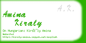 amina kiraly business card